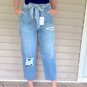 Vervet Audrey Mom Jeans Size 30 High Tie Waste Distressed